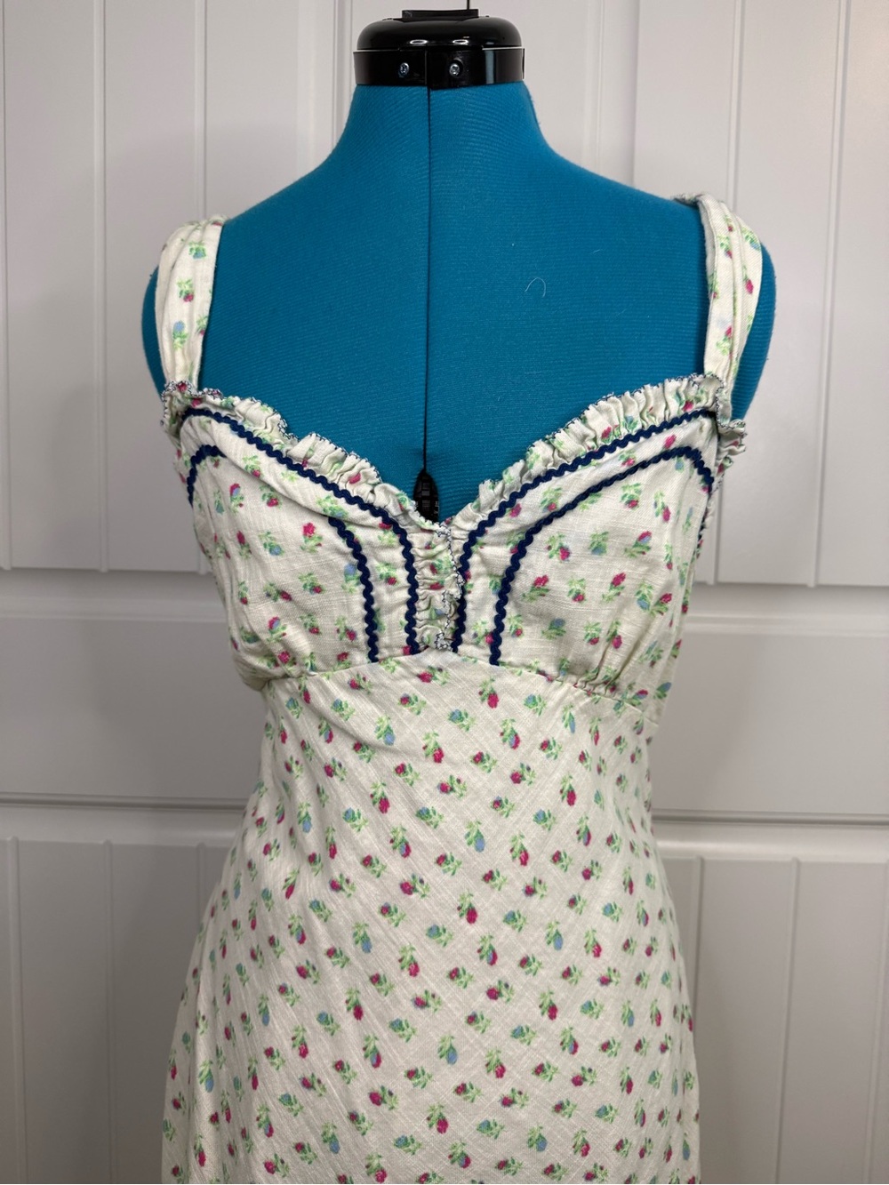 Free People Sweet Hearts Midi Dress In Ivory Combo size L - Picture 6 of 8
